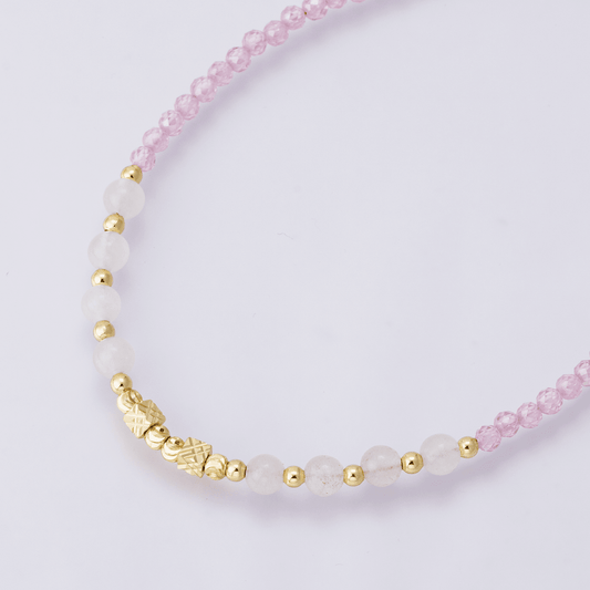 Pink Quartz 16.5 Inch Necklace - Spiral Circle