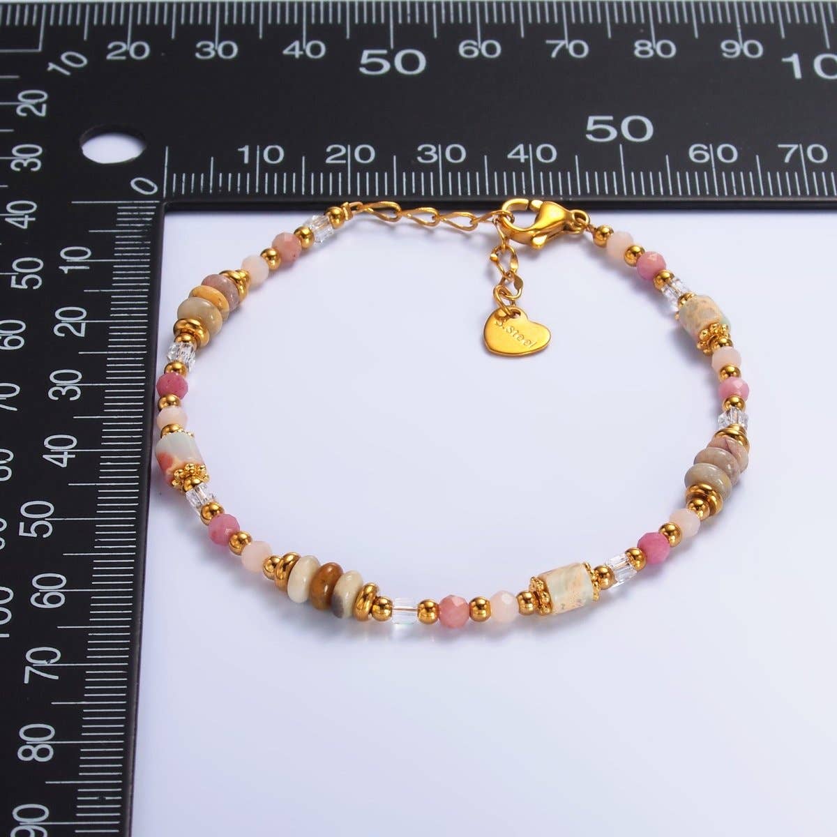 Pink Rose Quartz Gemstone Bracelet - Spiral Circle