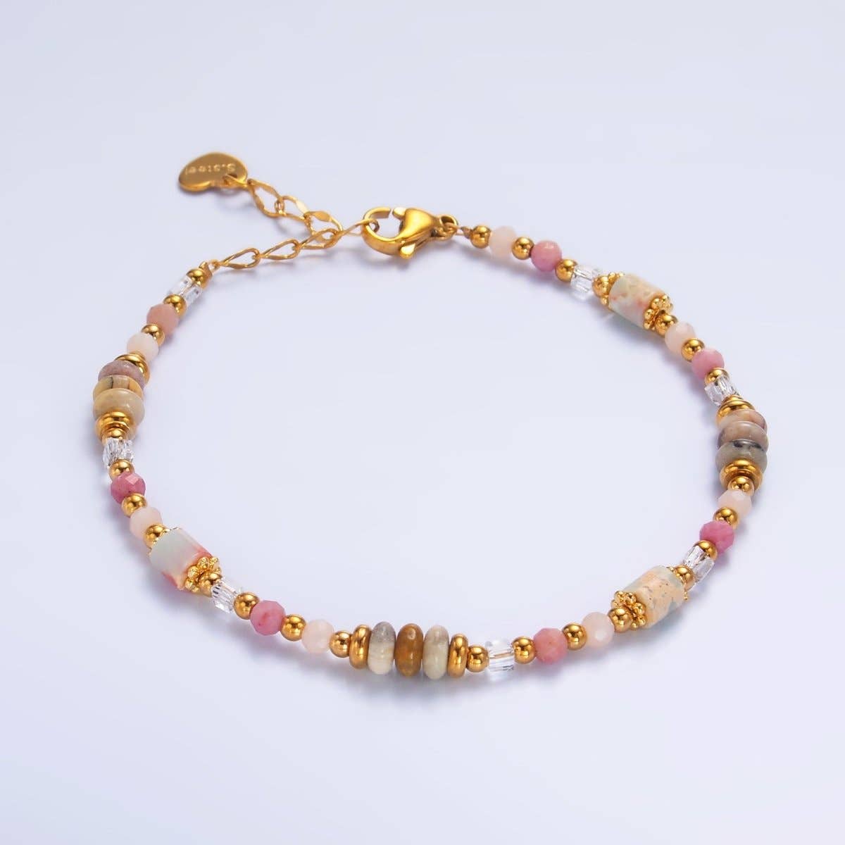 Pink Rose Quartz Gemstone Bracelet - Spiral Circle