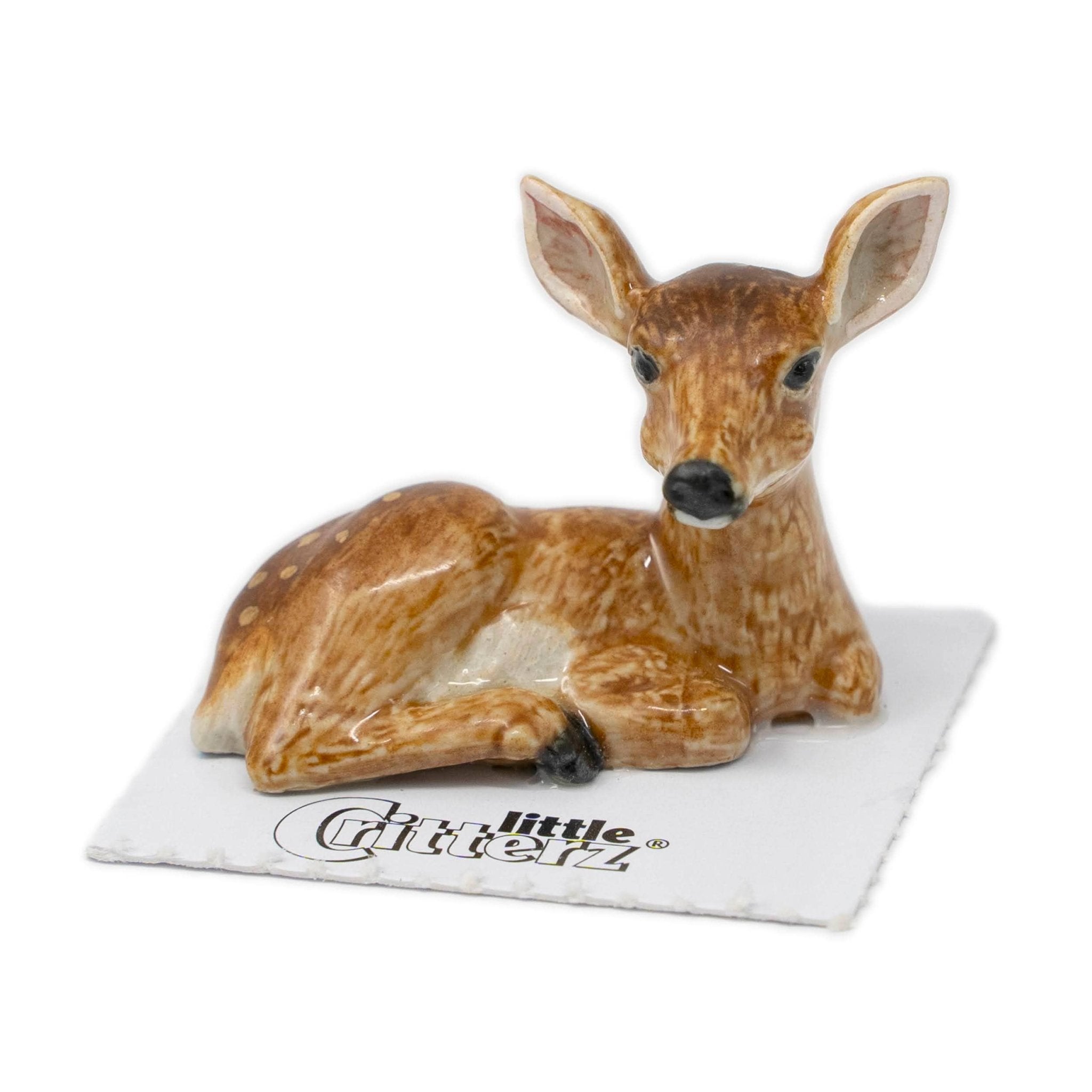 Pippin Deer Fawn Curled Porcelain Miniature - Spiral Circle