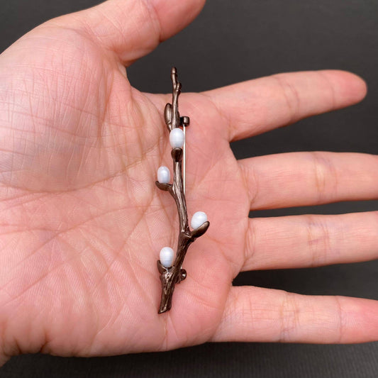 Plum Blossom Branch Brooch - Spiral Circle