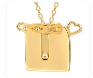 Polaroid Camera 14K Gold Steel Necklace - Spiral Circle