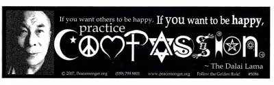 PRACTICE COMPASSION DALAI LAMA BUMPER STICKER - Spiral Circle