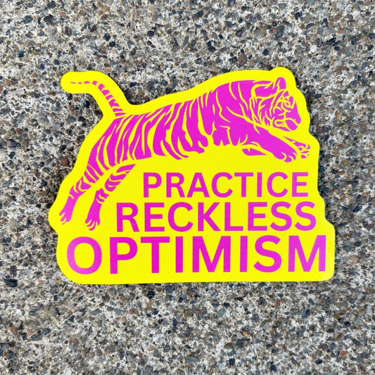 Practice Reckless Optimism Tiger Waterproof Sticker - Spiral Circle