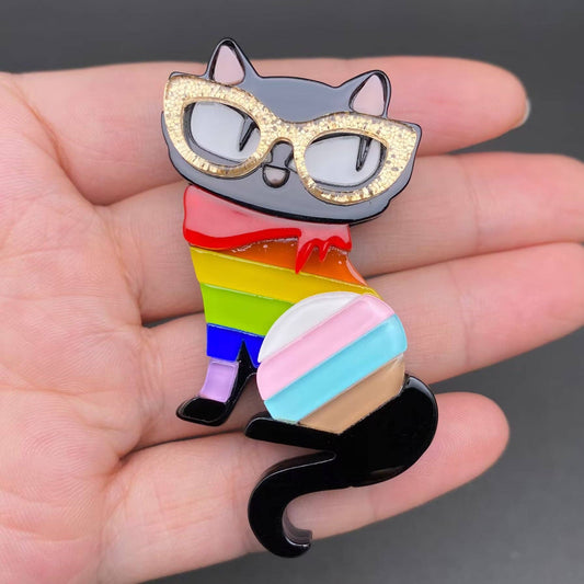 Pride Cat Brooch - Spiral Circle