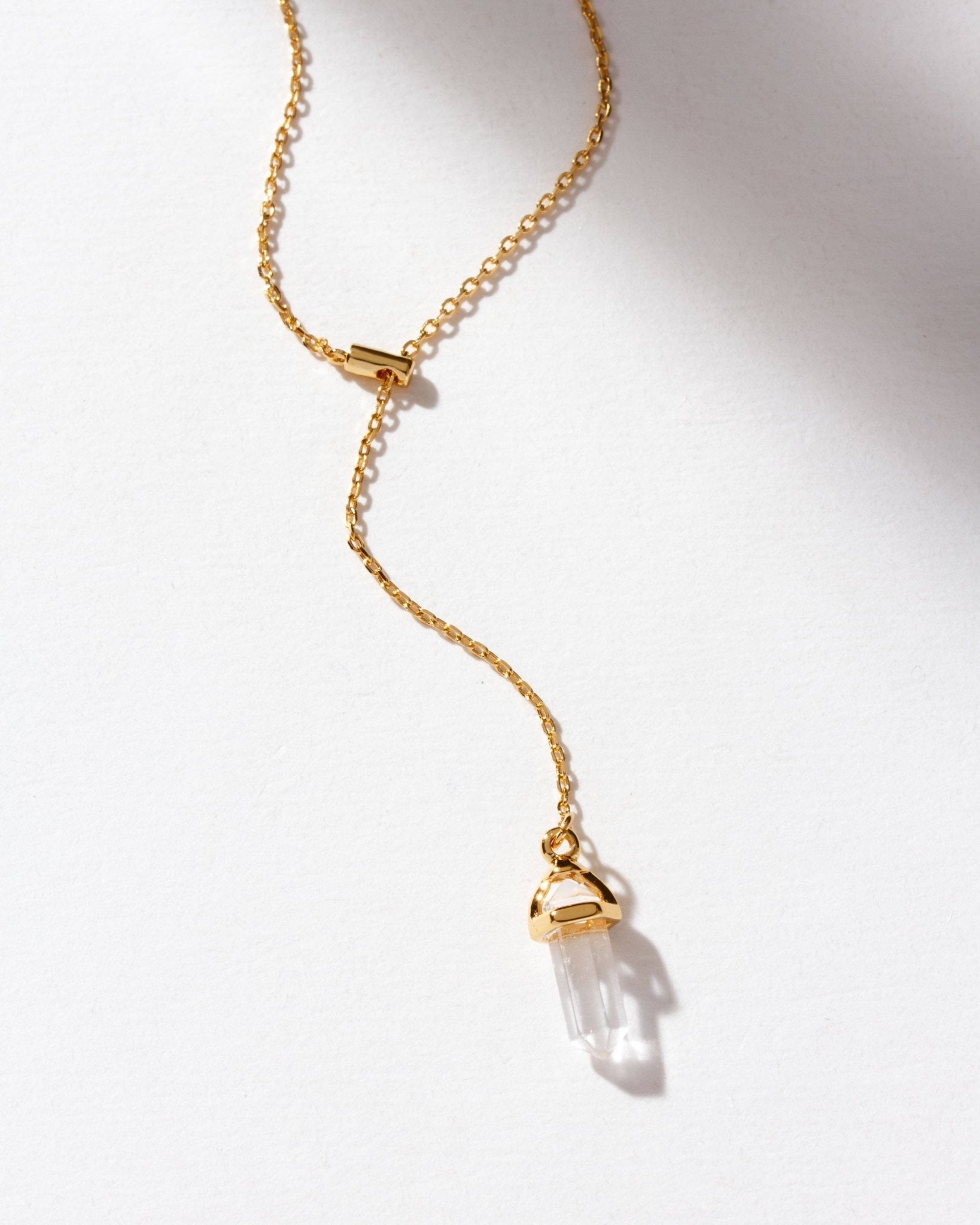Prism Point Lariat - Clear Quartz - Spiral Circle