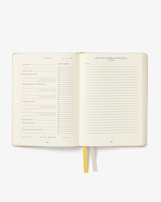 Productivity Planner Linen Time Tracking, Goals, Self - Care - Spiral Circle