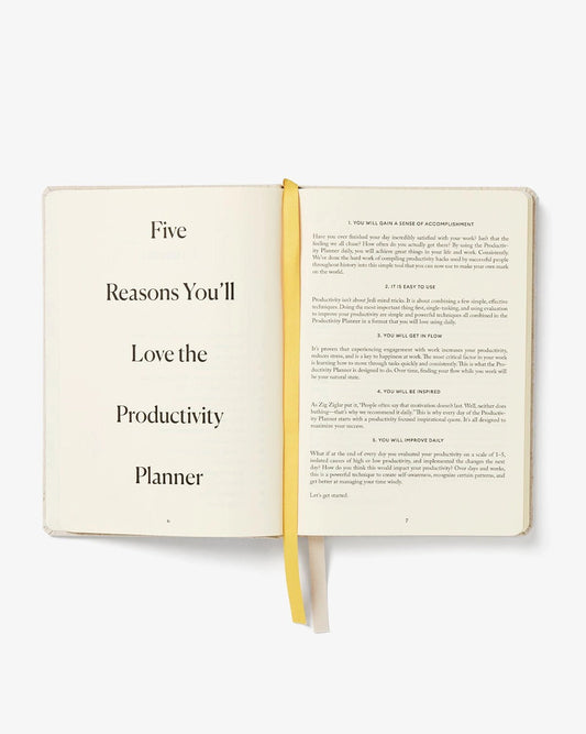 Productivity Planner Linen Time Tracking, Goals, Self - Care - Spiral Circle