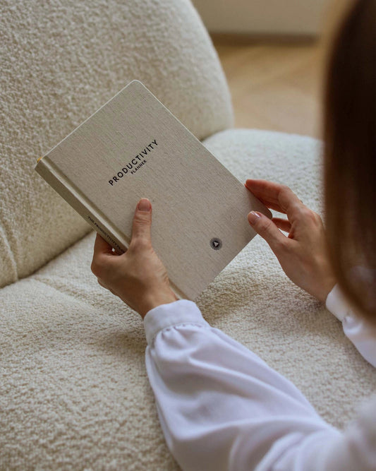 Productivity Planner Linen Time Tracking, Goals, Self - Care - Spiral Circle