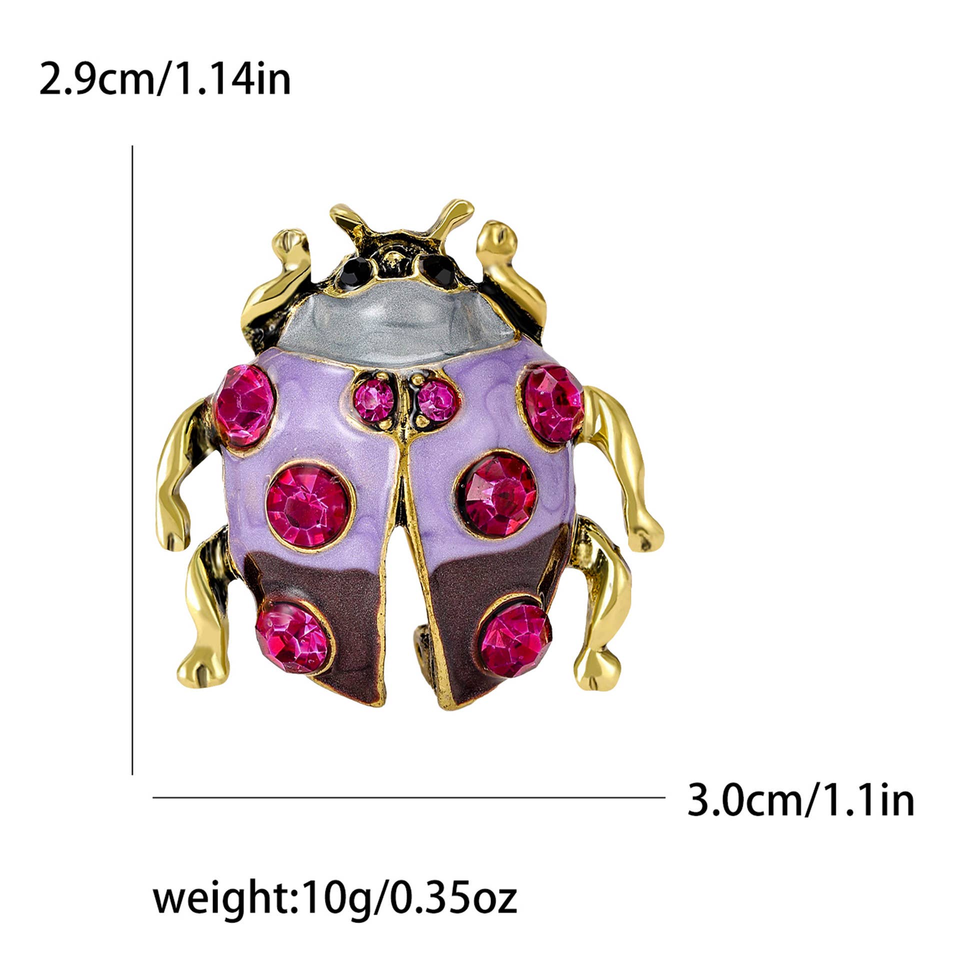 Purple Ladybug Brooch - Spiral Circle