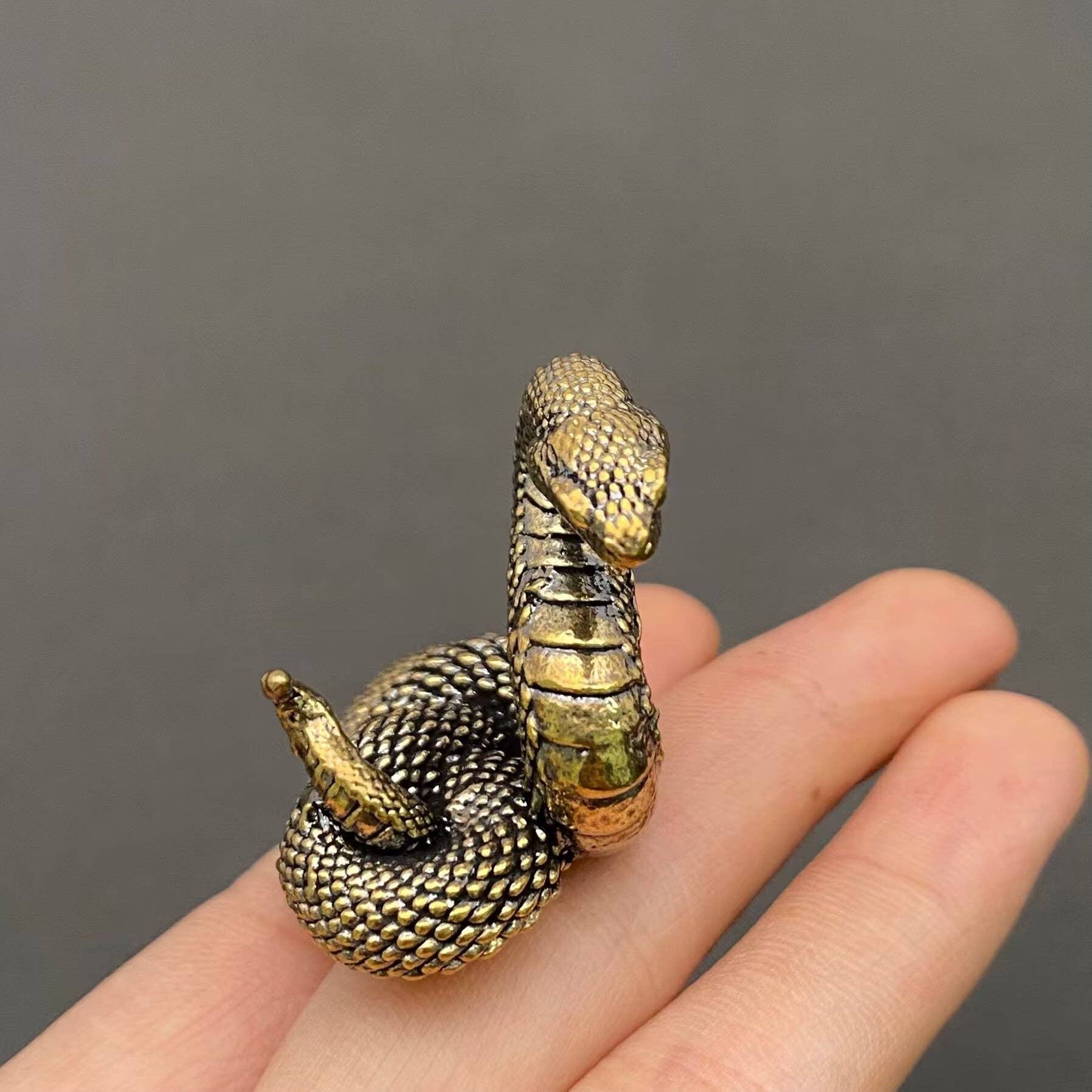Python Snake | Brass Figurine - Spiral Circle