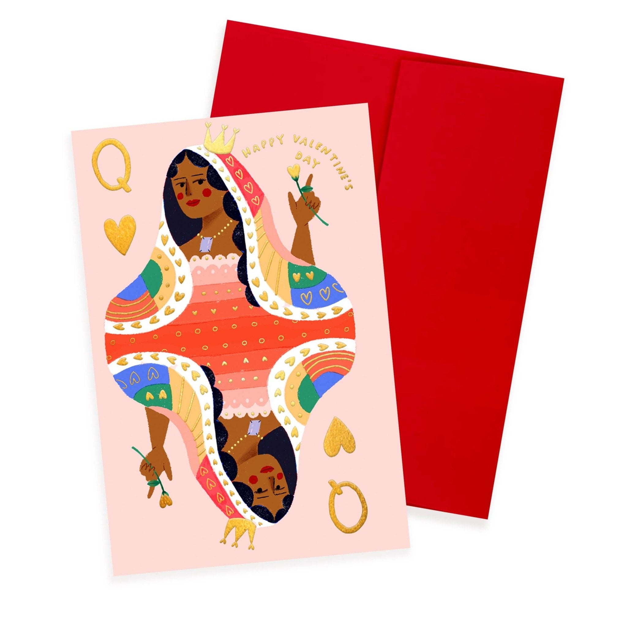 QUEEN OF HEARTS - Valentine's Notecard - Spiral Circle
