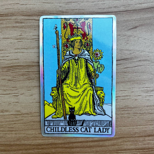 Queen of Wands Tarot Sticker - Childless Cat Lady - Spiral Circle