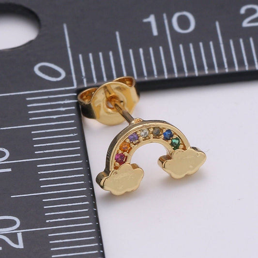 Rainbow Cloud Earrings - Spiral Circle