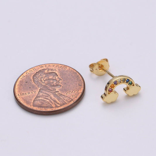 Rainbow Cloud Earrings - Spiral Circle