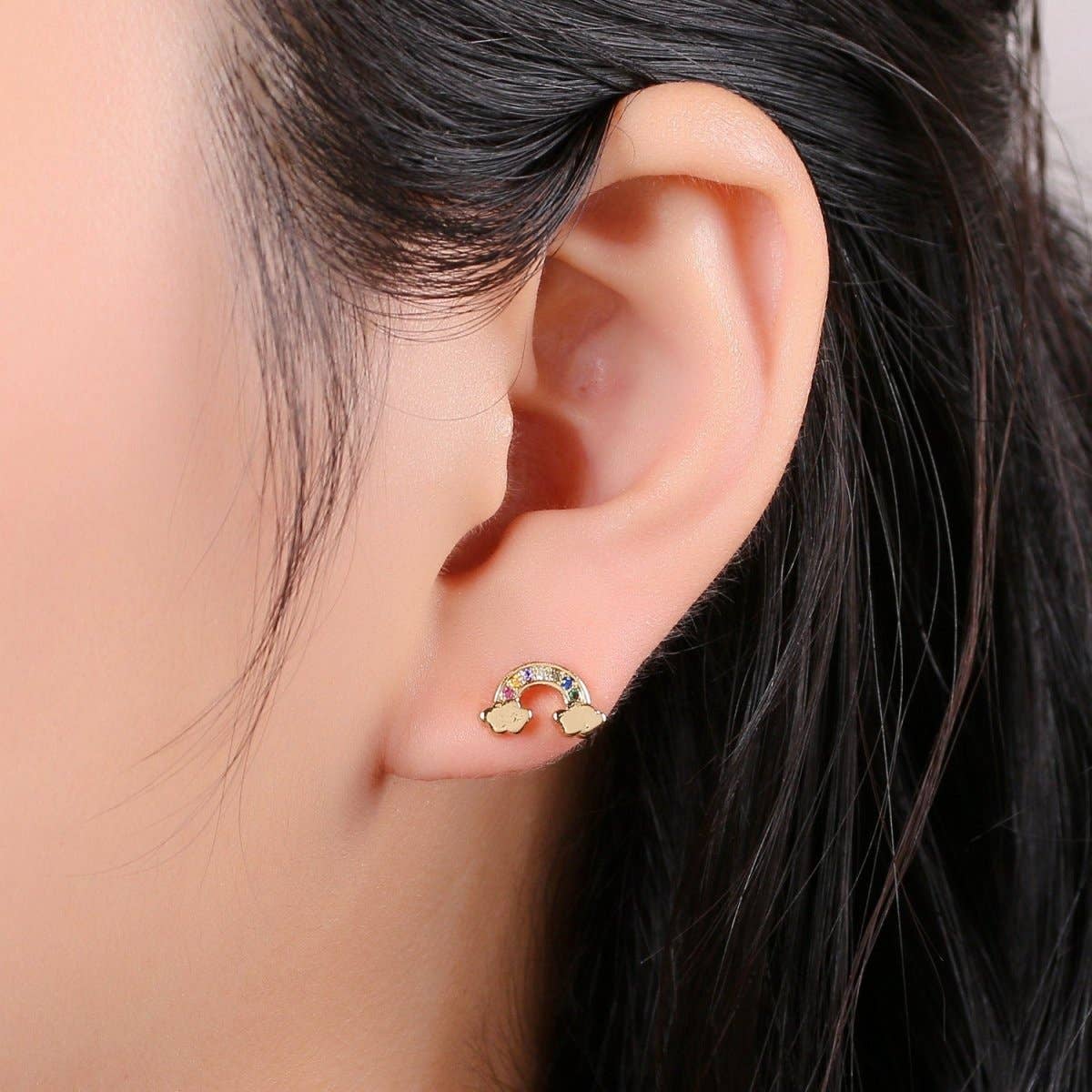 Rainbow Cloud Earrings - Spiral Circle