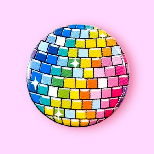 Rainbow Disco Ball (Button!) - Spiral Circle