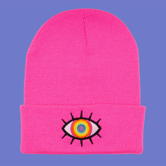 Rainbow Eye Beanie - Spiral Circle