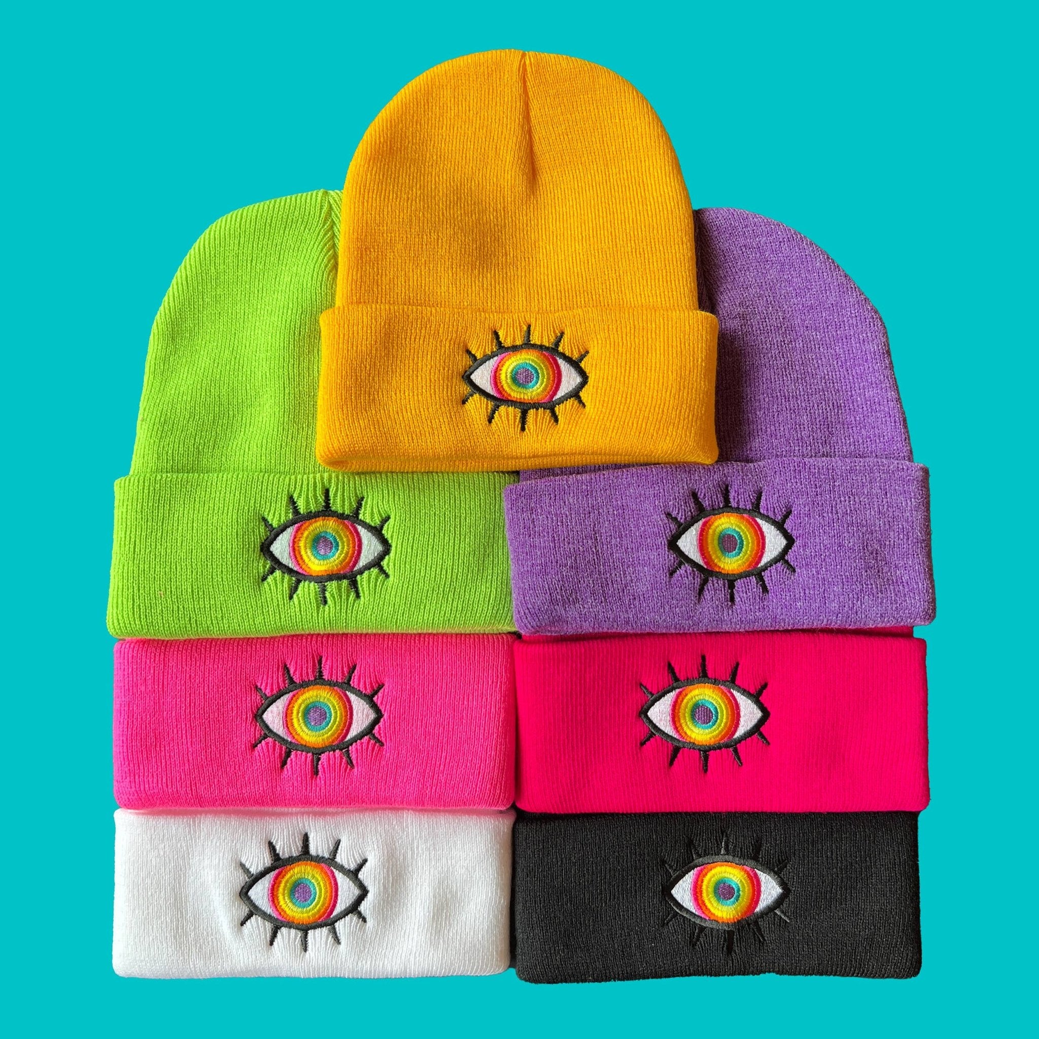 Rainbow Eye Beanie - Spiral Circle