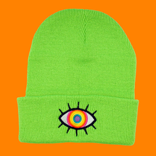 Rainbow Eye Beanie - Spiral Circle