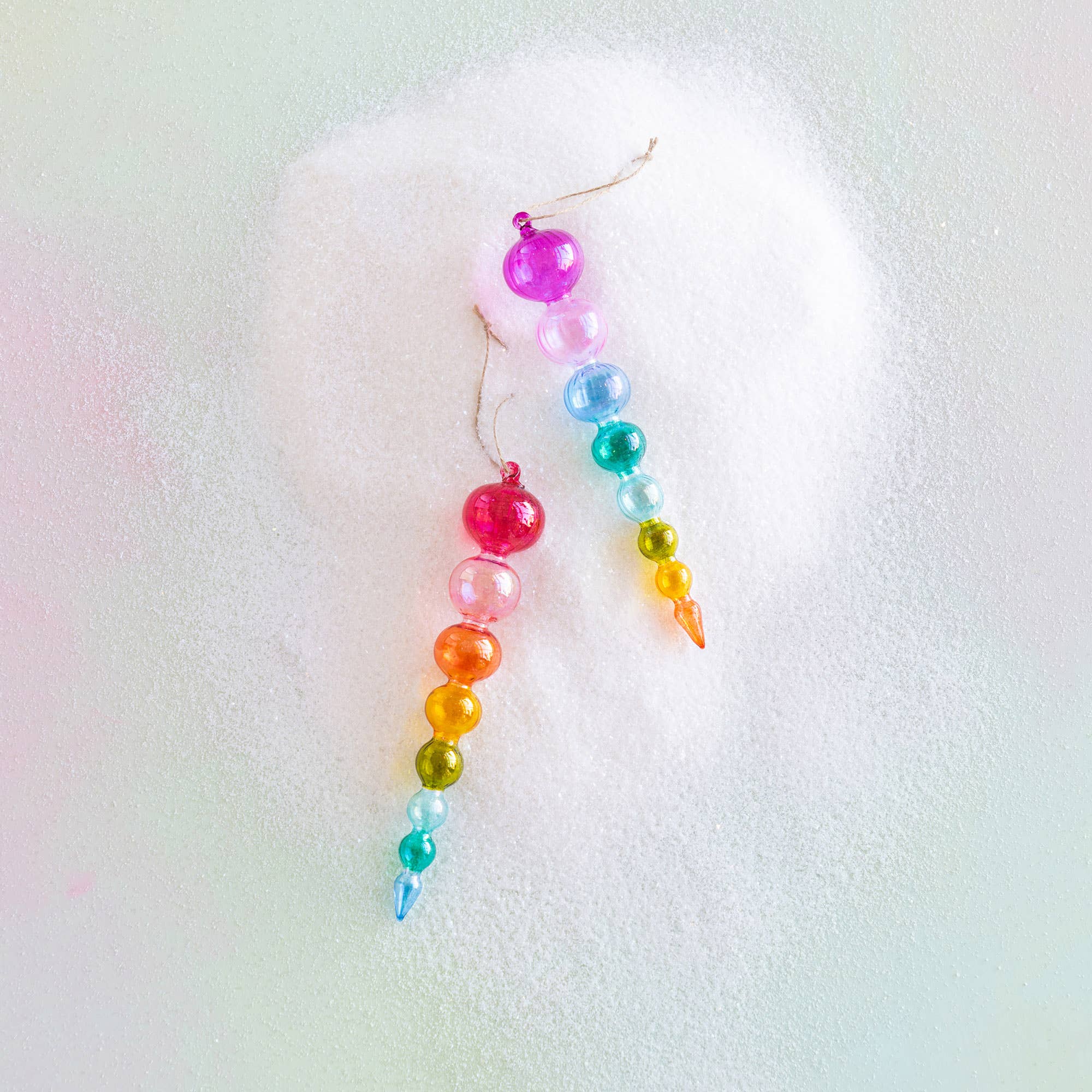 Rainbow Finial Ornament, Glass, 8.25" - Spiral Circle