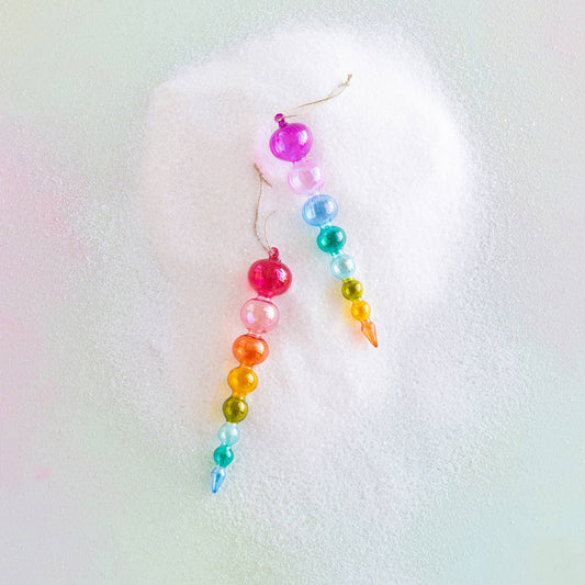 Rainbow Finial Ornament, Glass, 8.25" - Spiral Circle