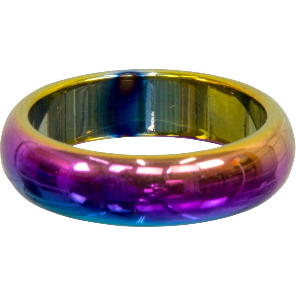 Rainbow Hematite Ring | Magnetic - Spiral Circle
