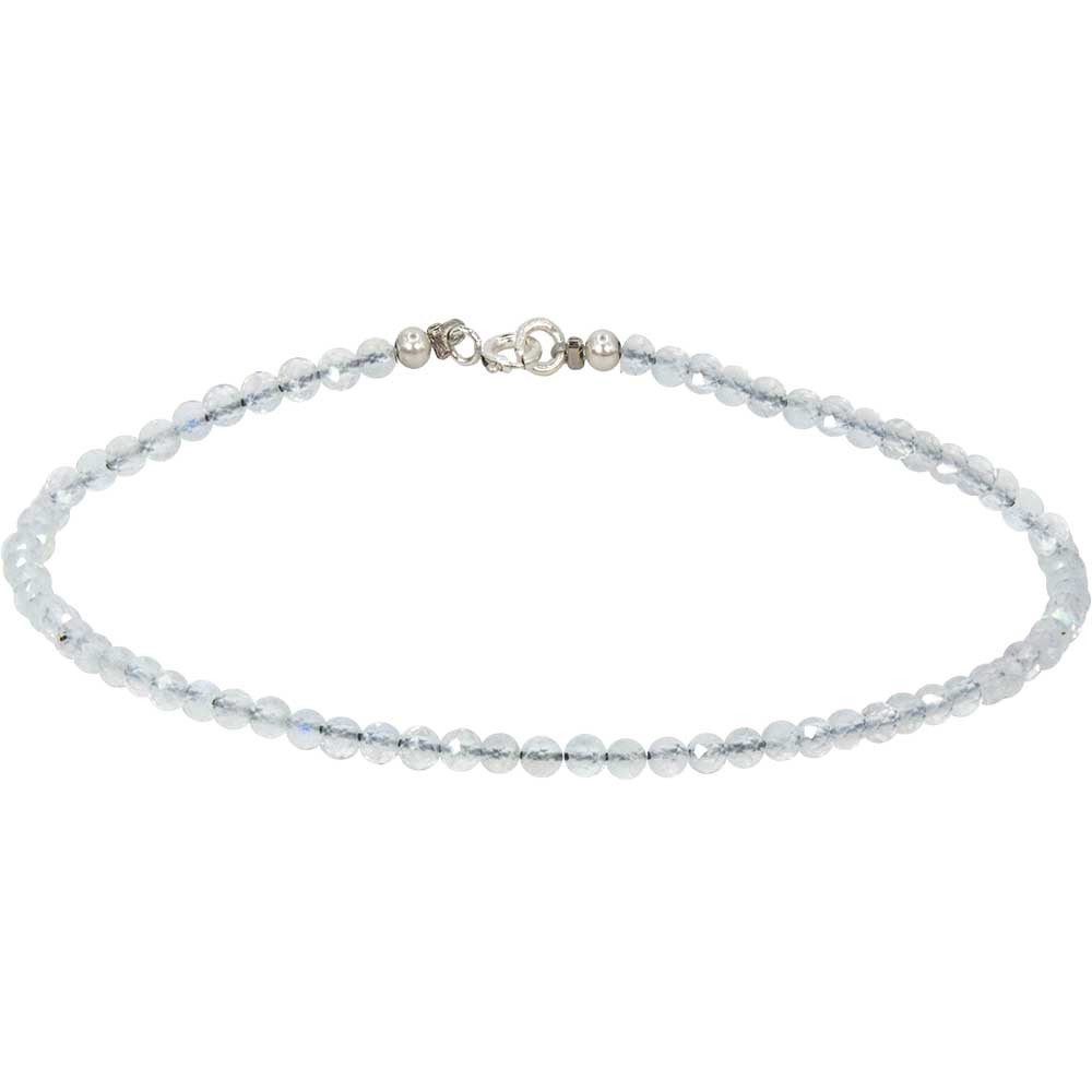 Rainbow Moonstone 2MM Faceted Bracelet | Sterling Silver Clasp - Spiral Circle