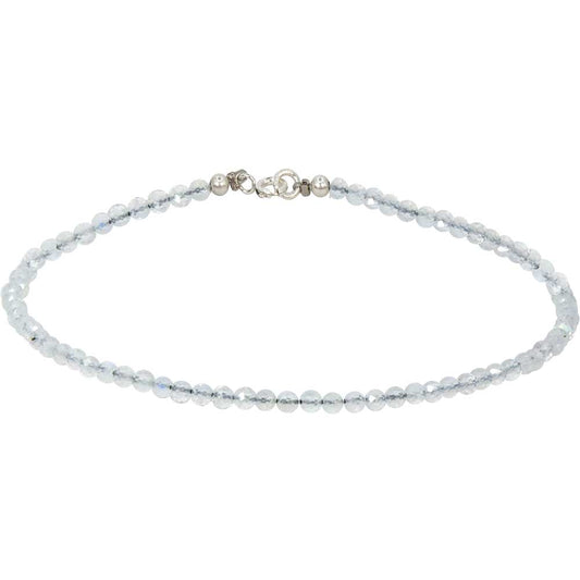 Rainbow Moonstone 2MM Faceted Bracelet | Sterling Silver Clasp - Spiral Circle