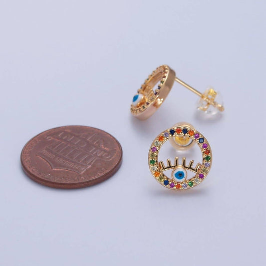 Rainbow Round Earrings - Spiral Circle