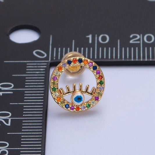 Rainbow Round Earrings - Spiral Circle