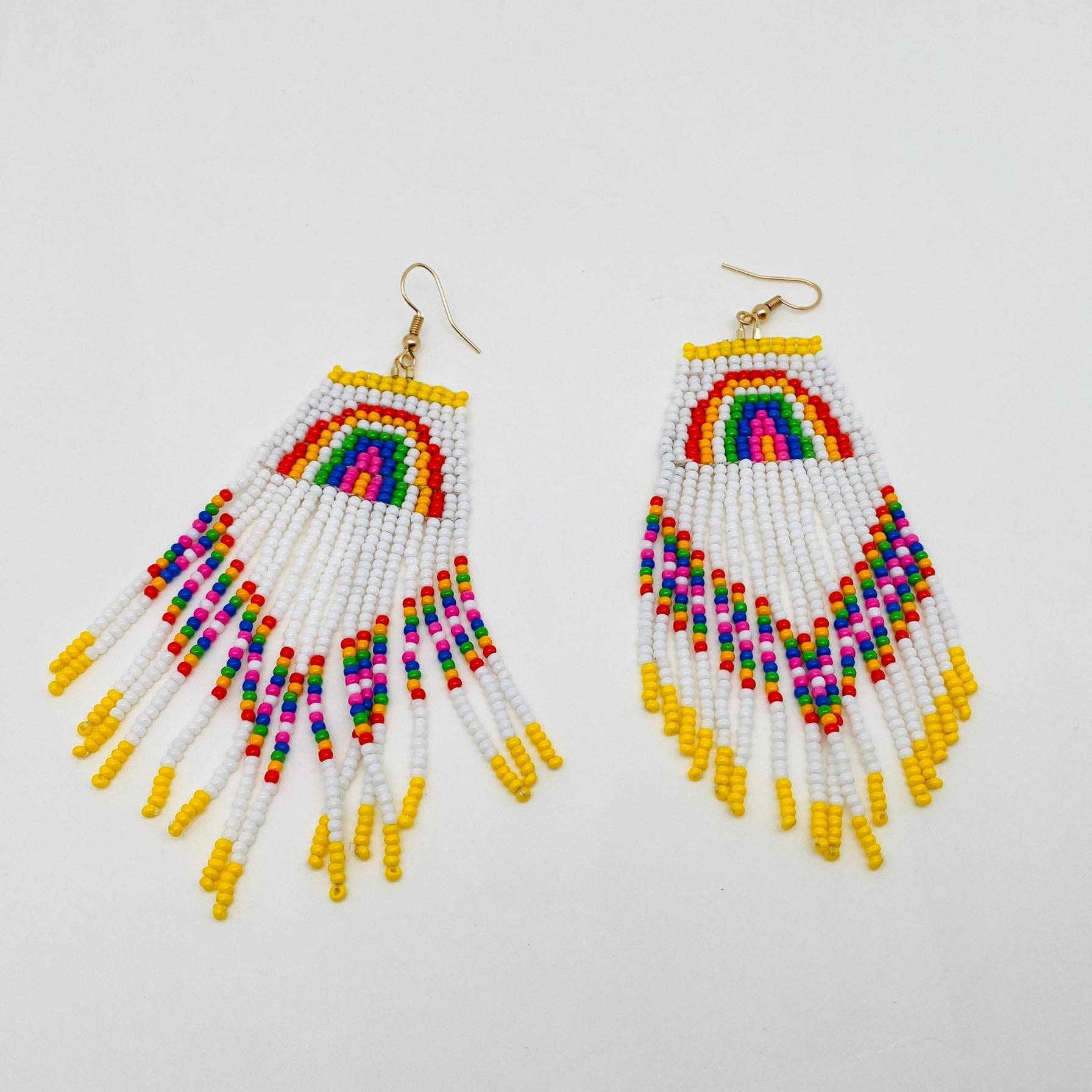 Rainbow Seed Beaded Earrings - Spiral Circle