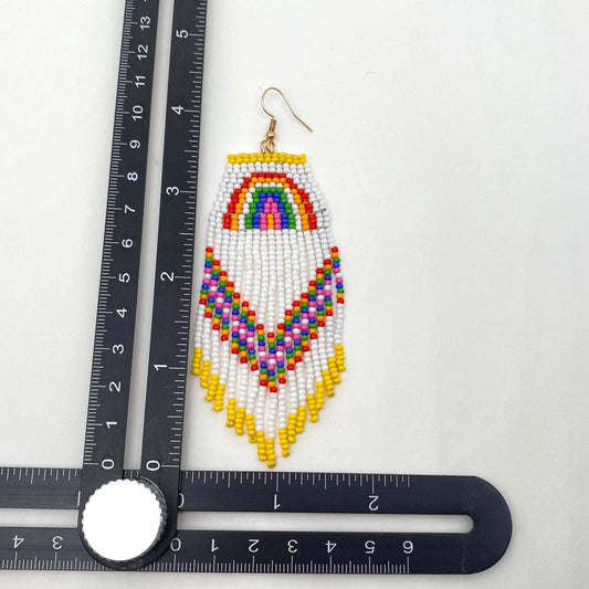 Rainbow Seed Beaded Earrings - Spiral Circle