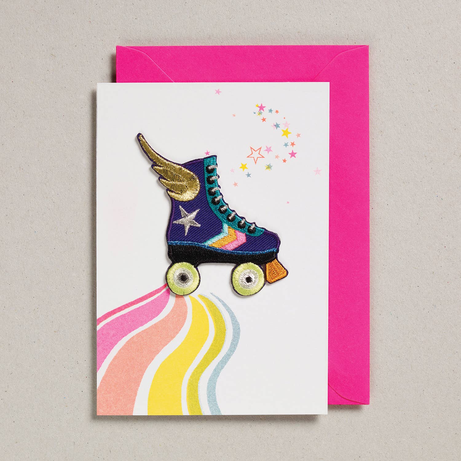 Rainbow Skate Greeting Card (with Iron On Patch) - Spiral Circle