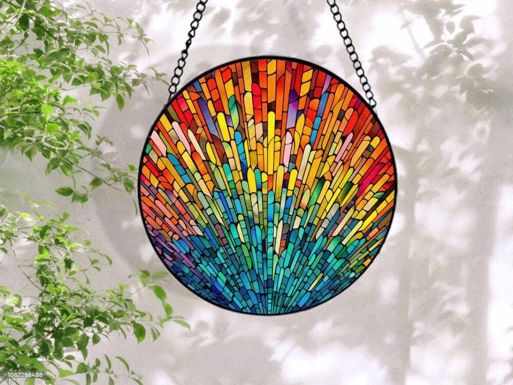 Rainbow Stained Glass Suncatcher, LGBT Support Gift, Pride - Spiral Circle