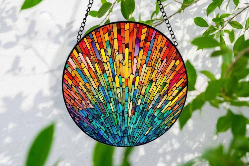 Rainbow Stained Glass Suncatcher, LGBT Support Gift, Pride - Spiral Circle