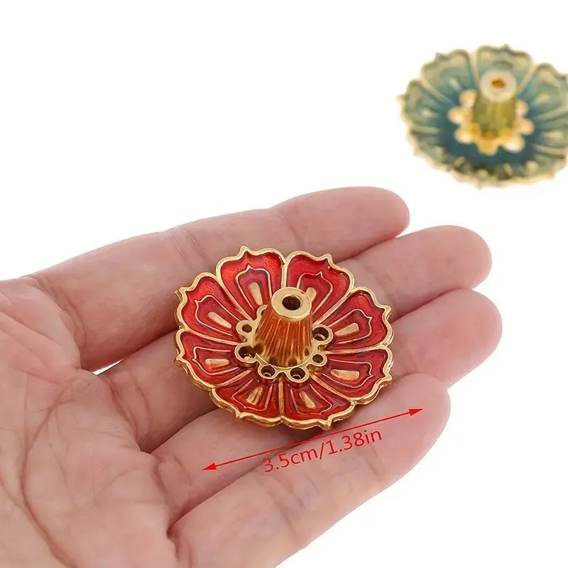 Random Color Enamel Lotus Incense Holder – Mini & Decorative - Spiral Circle