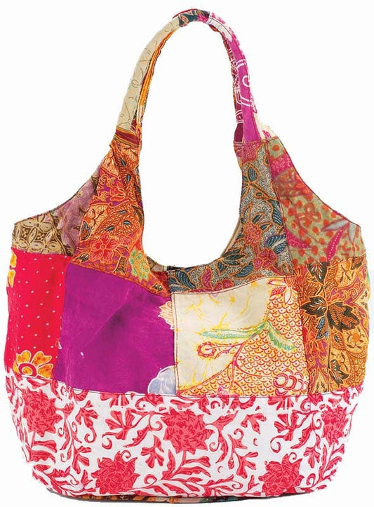 Recycled Sari Tote Bag - Spiral Circle