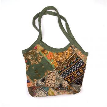 Recycled Sarong/Sari Bucket Bag - Spiral Circle