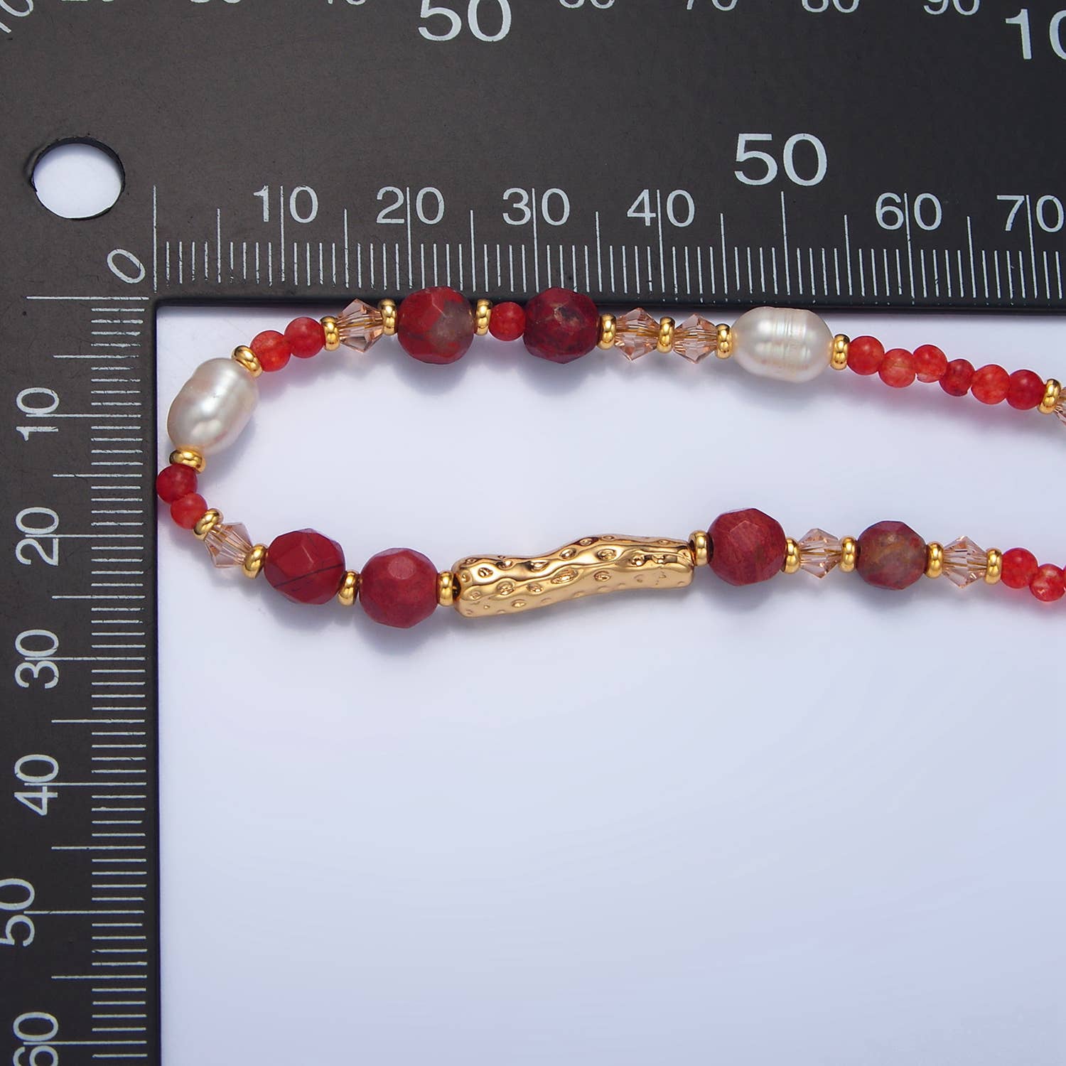 Red Carnelian Beaded Necklace | 14K Gold Plated - Spiral Circle