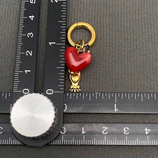 Red Heart Huggie Earrings - Spiral Circle