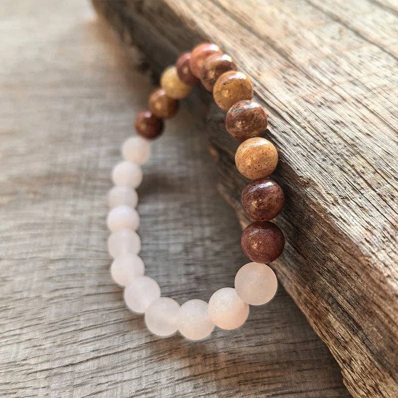 Red Jasper & Matte Rose Quartz 108 Bead Mala - Spiral Circle