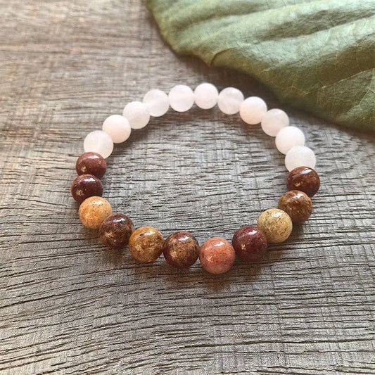 Red Jasper & Matte Rose Quartz 108 Bead Mala - Spiral Circle