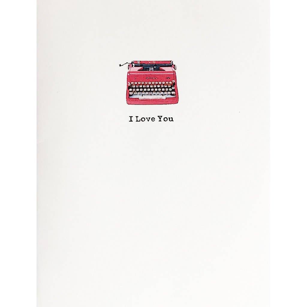Red Typewriter Love Card - Spiral Circle