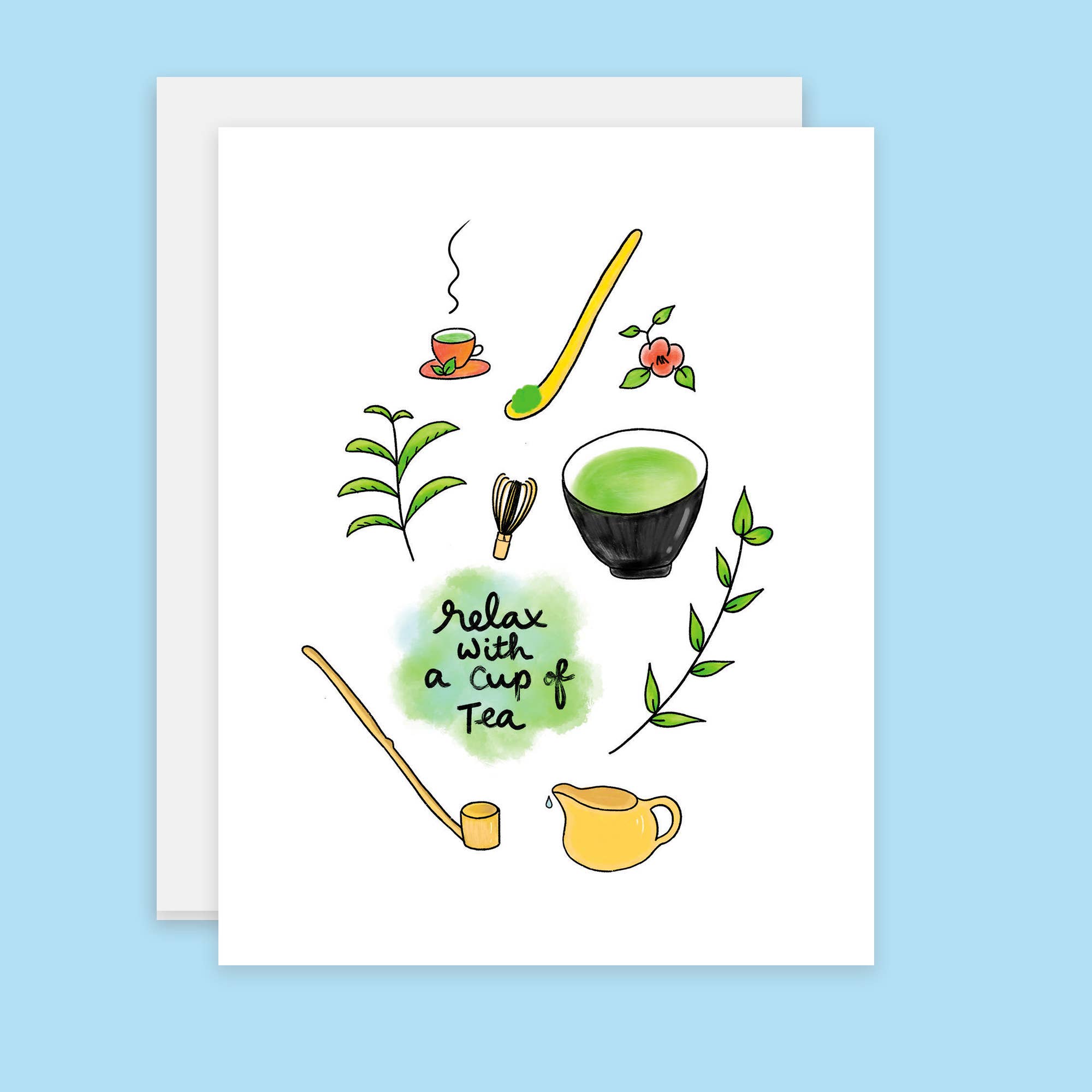 Relax With a Cup of Tea, Matcha Card - Spiral Circle
