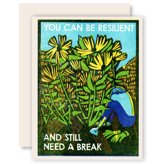 Resilient and Resting Letterpress Encouragement Card - Spiral Circle