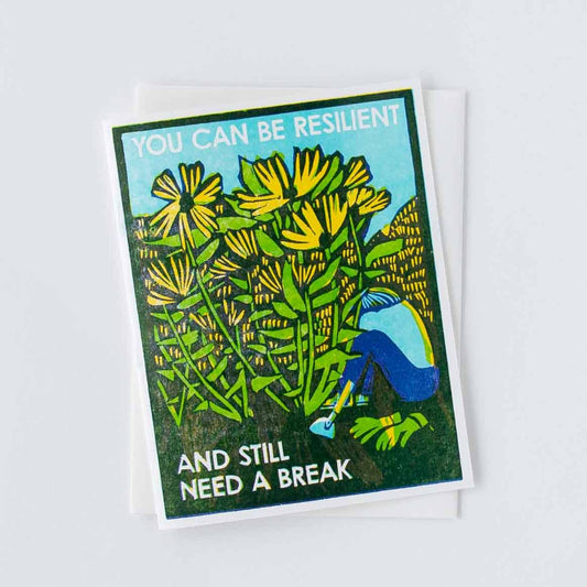 Resilient and Resting Letterpress Encouragement Card - Spiral Circle