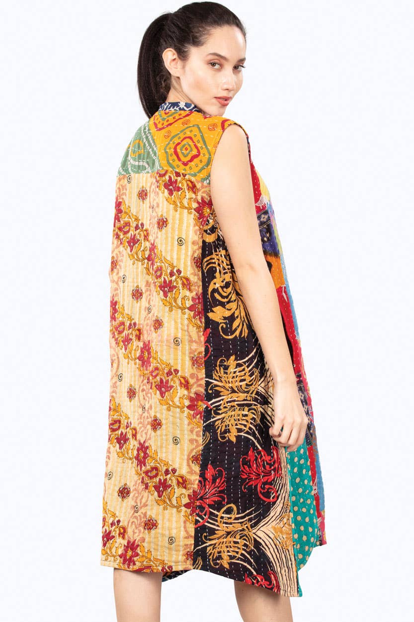 Reversible Kantha Frock - Spiral Circle