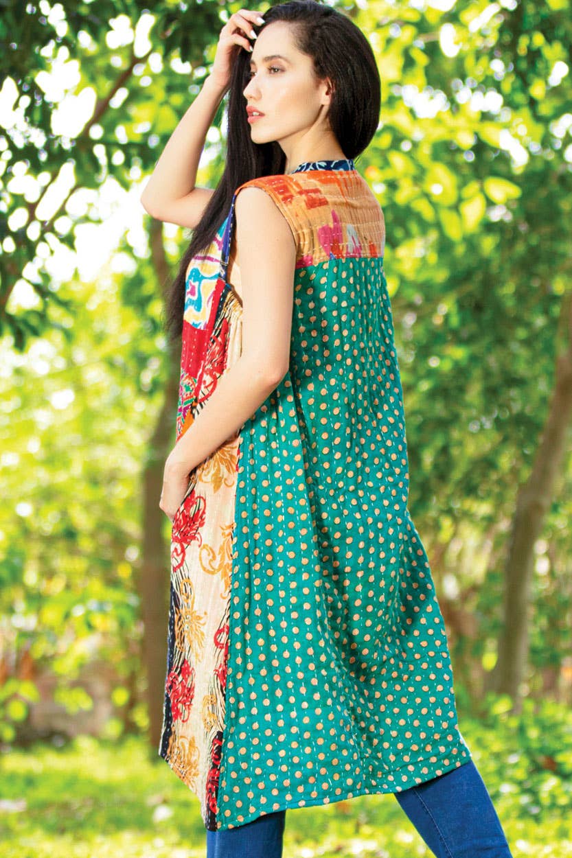 Reversible Kantha Frock - Spiral Circle
