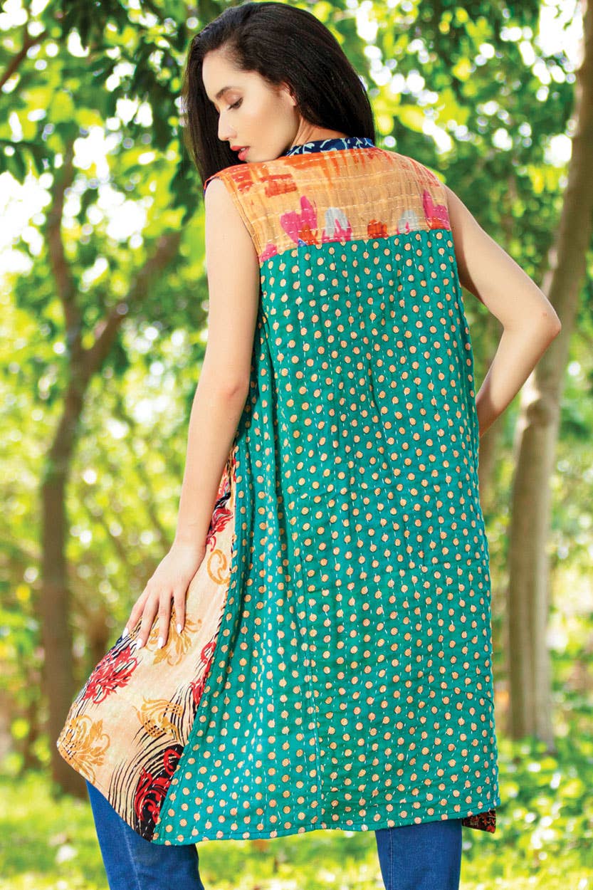 Reversible Kantha Frock - Spiral Circle